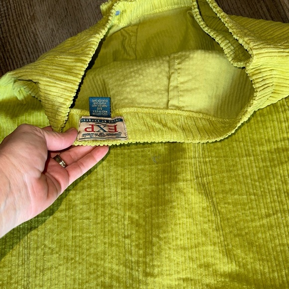 Vintage Express Jeans by express lime green corduroy wrap skirt Mod skater 9/10 - Picture 4 of 6